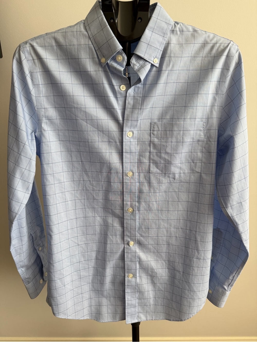 Banana Republic Men’s Classic Light Blue Windowpane Button-Down Shirt